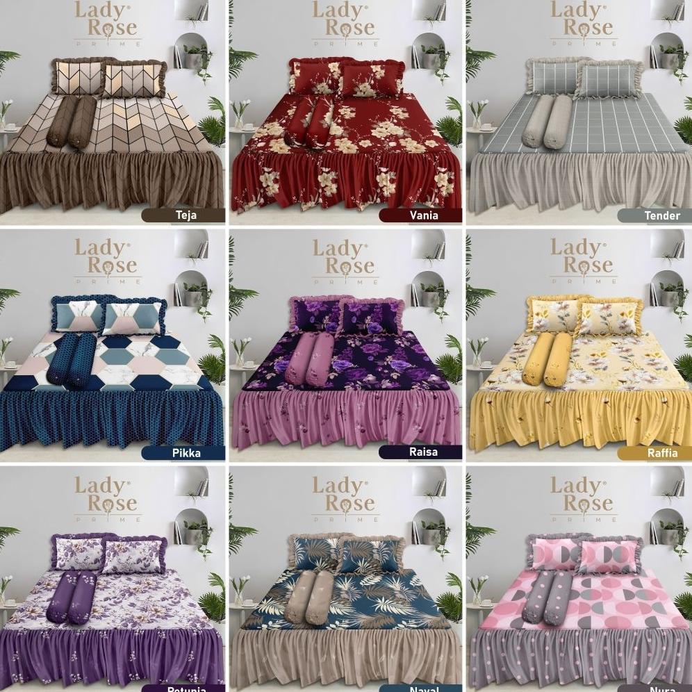Bed Cover Set Sprei Rumbai 180x200 Lady Rose / Satu Set Bedcover Seprai Renda Ladyrose 180x200 / Bed