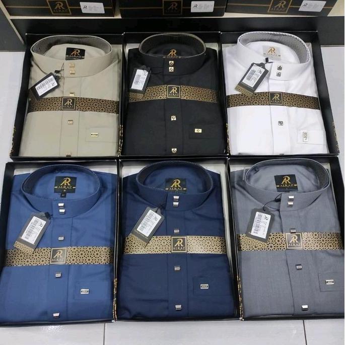 Promo Alraz Fashion Baju Gamis Muslim Pria Jubah Alraz Wool Lengan Polos Dewasa Kancing COD