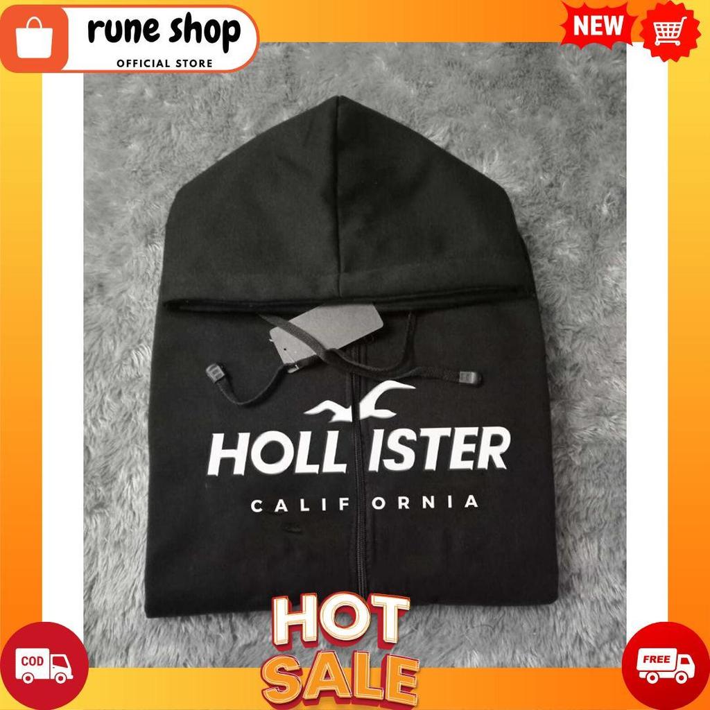 Jaket Hoodie Holister Text Bordir Pull Hantag / Jaket Zipper Pria Wanita Hight Quality COD[B2][B1]