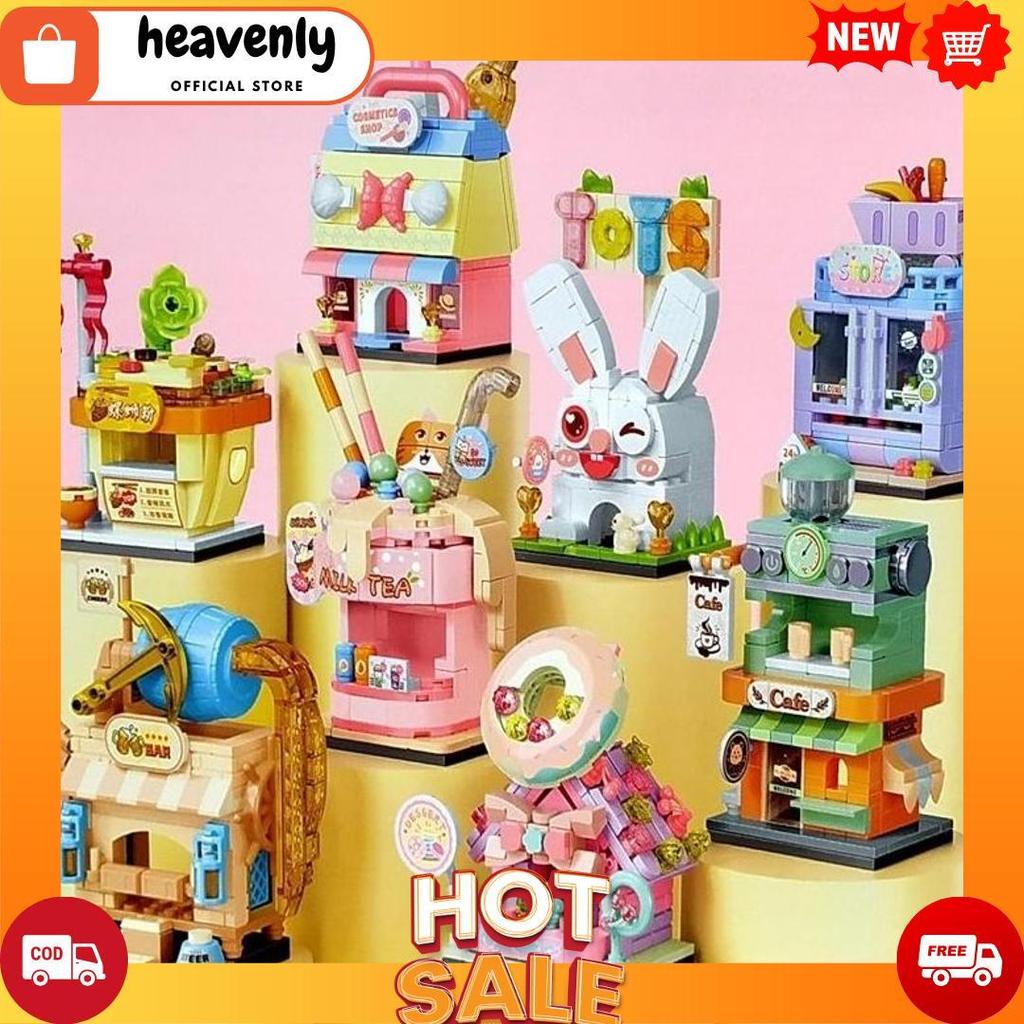 Mainan Anak Perempuan Sembo Block Store Toys Cafe Milk Tea Bar Cosmetic Shop Cod [A4]