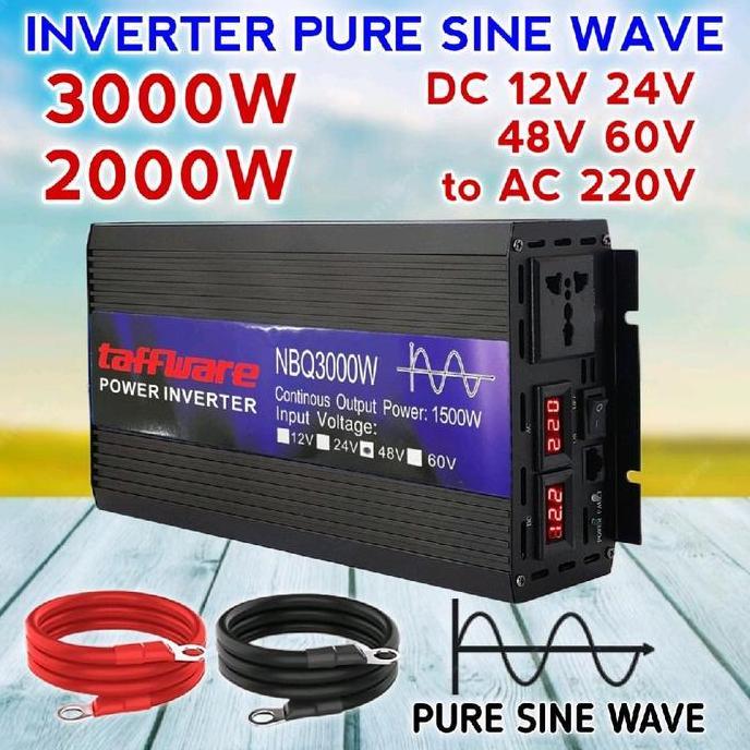 INVERTER DC TO AC PURE SINE WAVE 3000 WATT DC 12V 24V 48V 60V TO AC 220V PSW NBQ2000WATT ORIGINAL DA