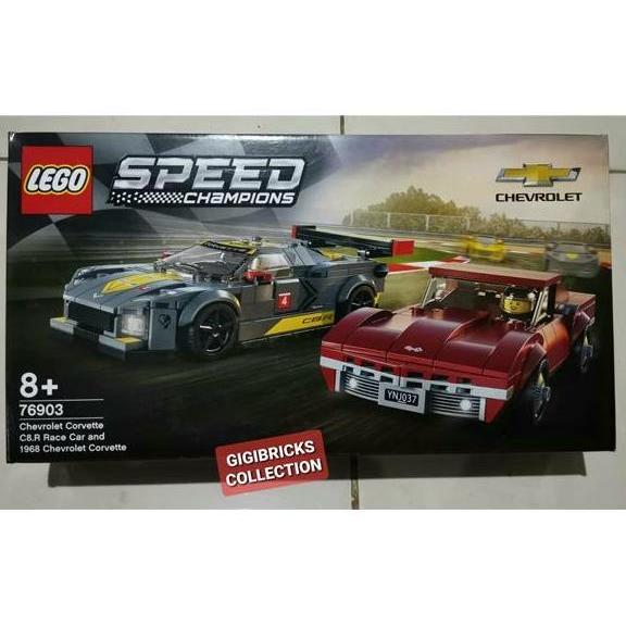 Lego Speed Champion Original 76903 Chevrolet Corvette C8.R Race Car and 1968 Chevrolet Corvette