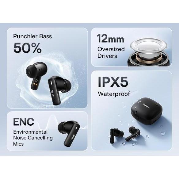 Baseus E19 Super Bass TWS ENC True Wireless Earbuds Earphone [terbaik]