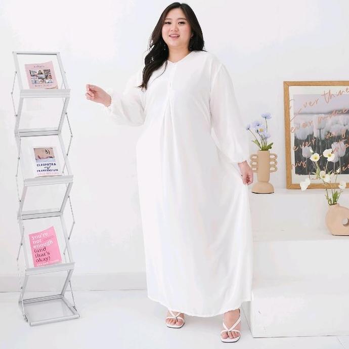 gamis ceruty polos jumbo Ld128 Ld140 Terlaris