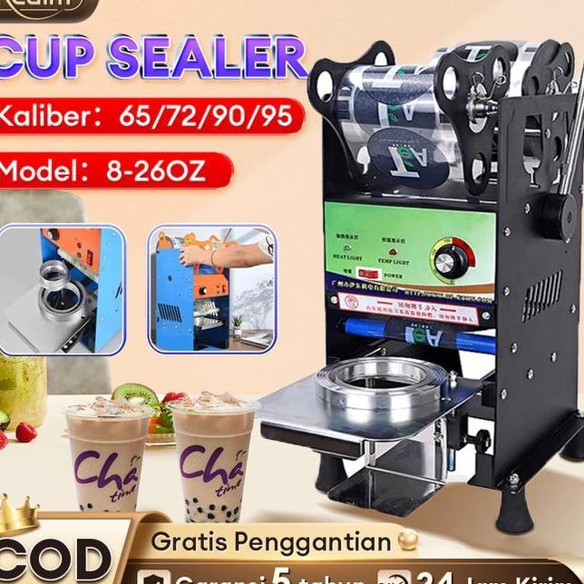 Reaim Mesin Cup Sealer 826 Oz Press Gelas Plastik Otomatis Sealing Machine Alat Segel Minuman Mesin 