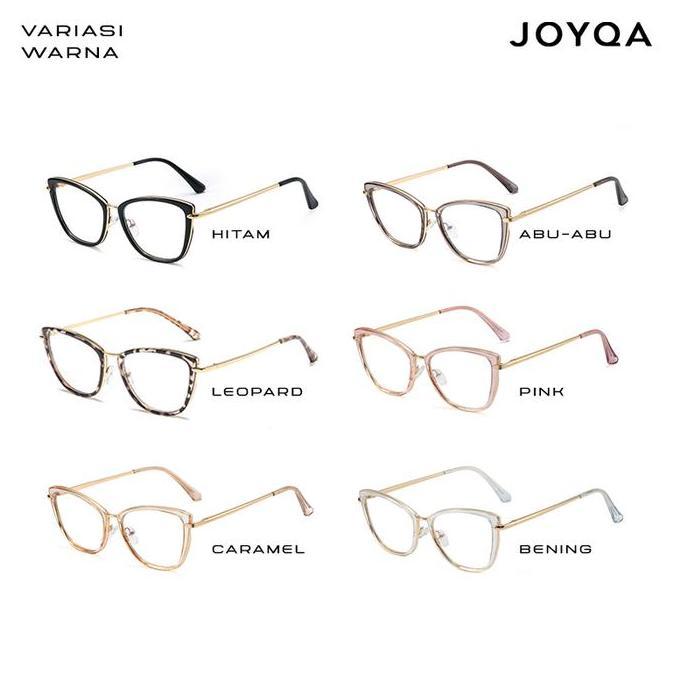 Promo JOYQA (BELI 1 GRATIS 1) Frame Claire - Kacamata Cat Eye Hitam Caramel Leopard Pink Abu-Abu Ben
