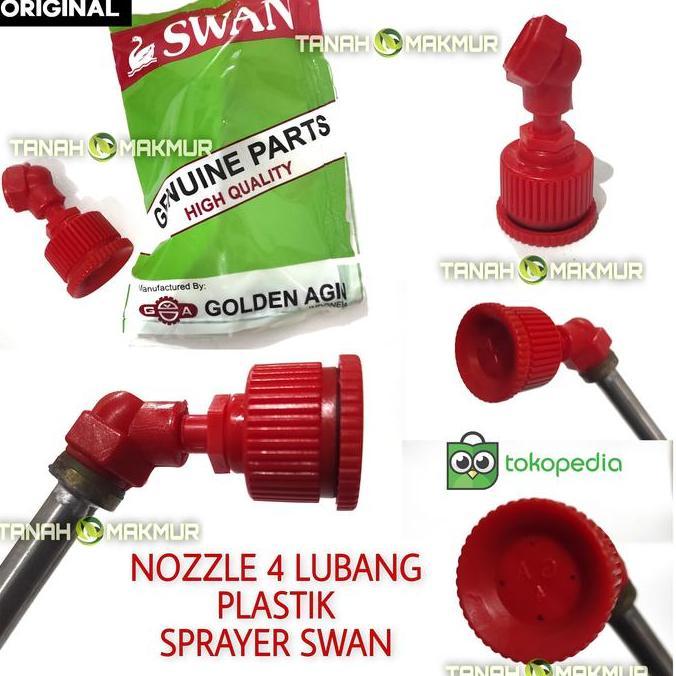 NOZZLE SPUYER SWAN 4 TITIK LUBANG PLASTIK MERAH ORIGINAL NOSEL SPRAYER