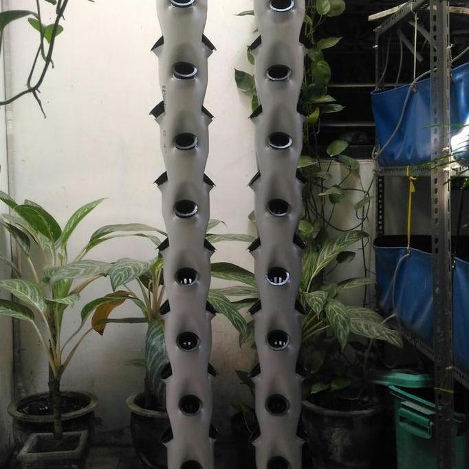 Terlaris Pot Tower Vertikal Hidroponik 4 Inch 1,5 M 36 Lubang Include Netpot
