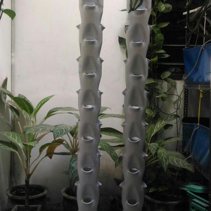 Terlaris Pot Tower Vertikal Hidroponik 4 Inch 2 M 48 Lubang Tanpa Netpot