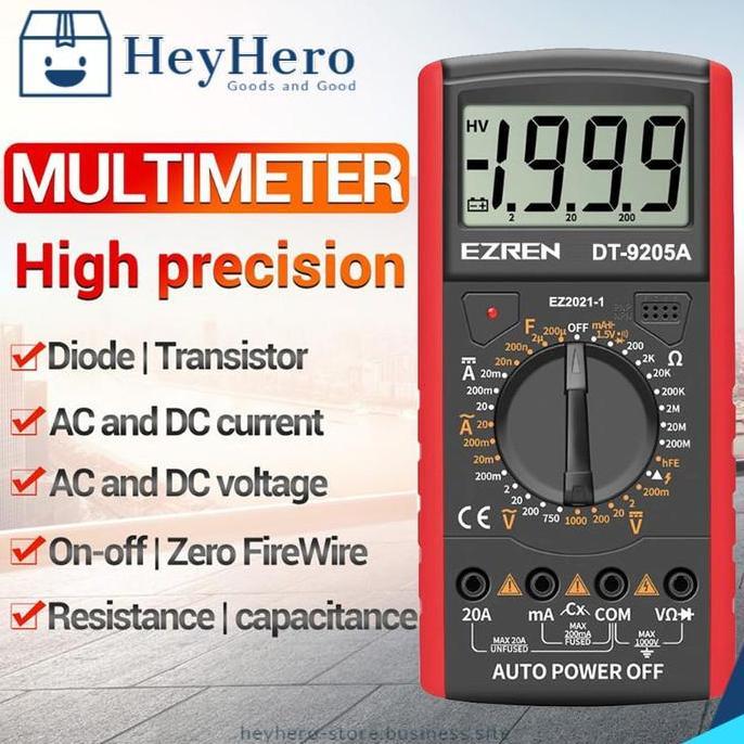 EZREN DT-9205A Multimeter Avometer Multitester Digital DC AC Diode TR