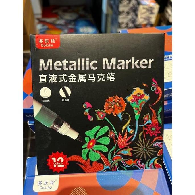 DOLOHA Acrylic Marker Metallic Color 12 Soft Tipped Water Based Alternative Hobby Mio Tamiya Dspiae