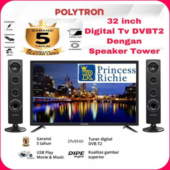 Led Tv Polytron 32 Inch Plus Speaker Tower Cinemax