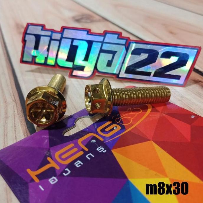 probolt 8x30 gold flower baut 12 panjang 30mm heng thailand