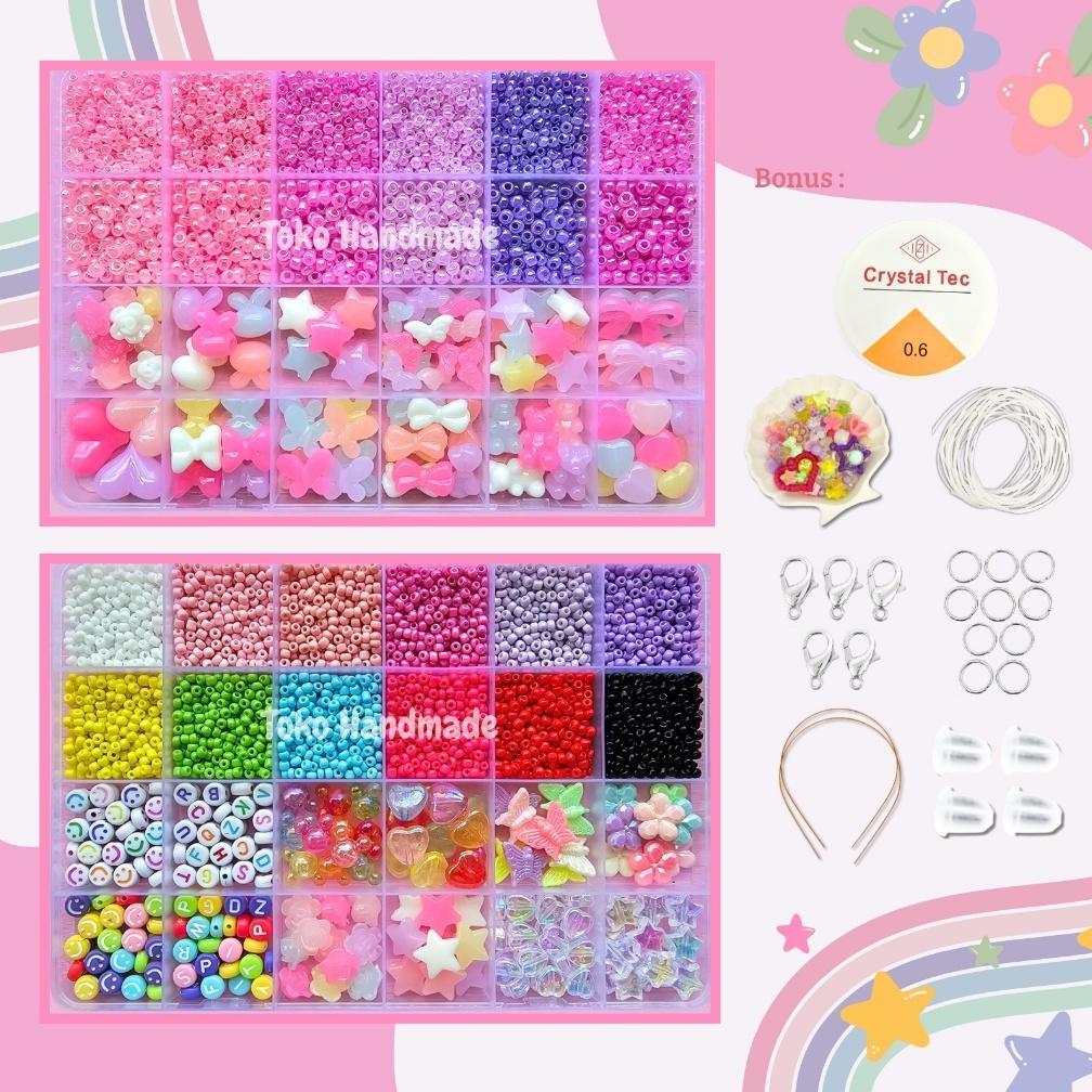 Toko Handmade - Pernak Pernik Gelang 1 Box Mute Manik Manik - DIY Gelang Manik Manik Aesthetic - DIY