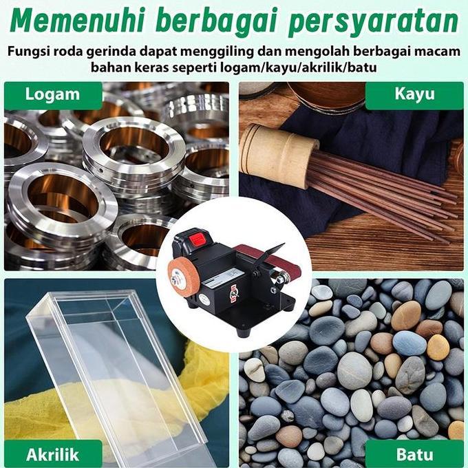 nirkabel Mesin pengamplasan sabuk Mesin amplas Mesin gerinda Mesin Poles Desktop Grinder Mini Electr