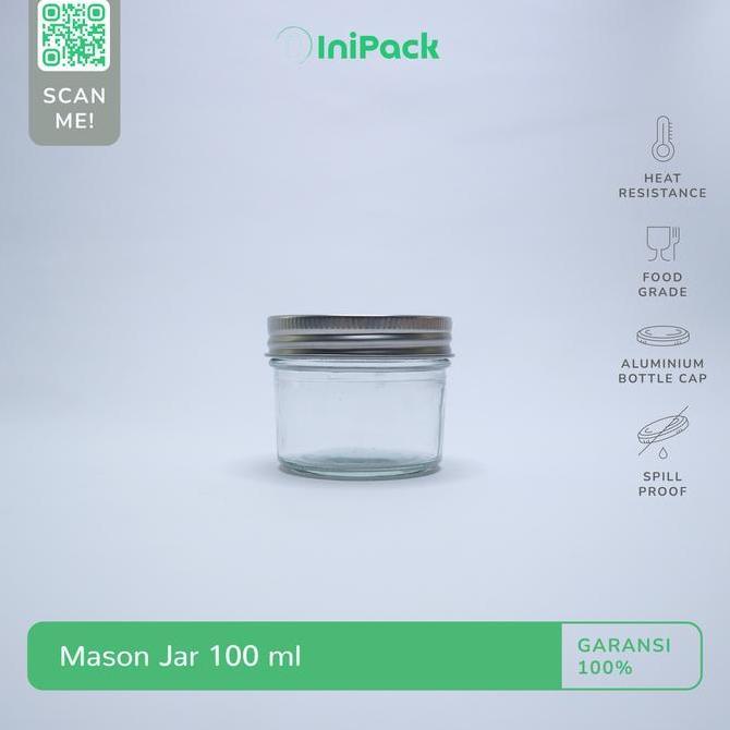 Jar Kaca 100 ML / Mason Jar Kaca 100 ML Tutup ALUMINIUM