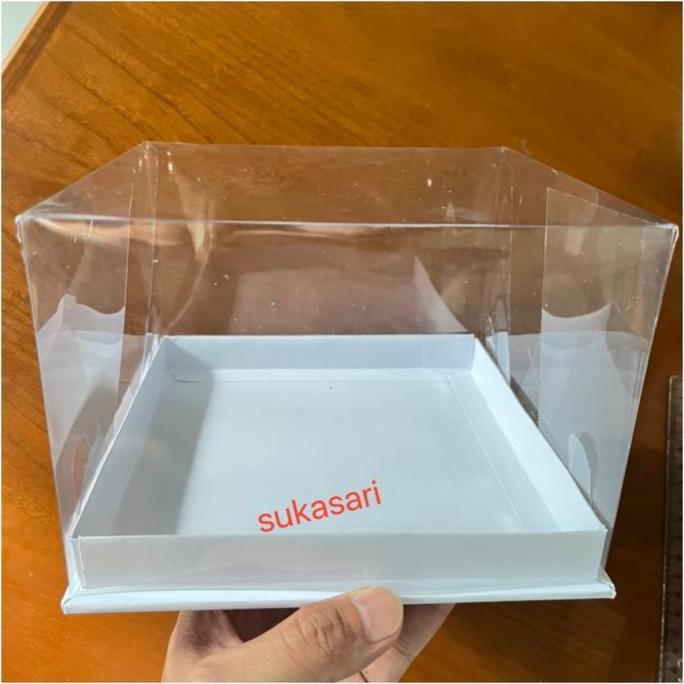 Mika Cake 20x20x12 cm Putih cake box kue dus kue mika transparant