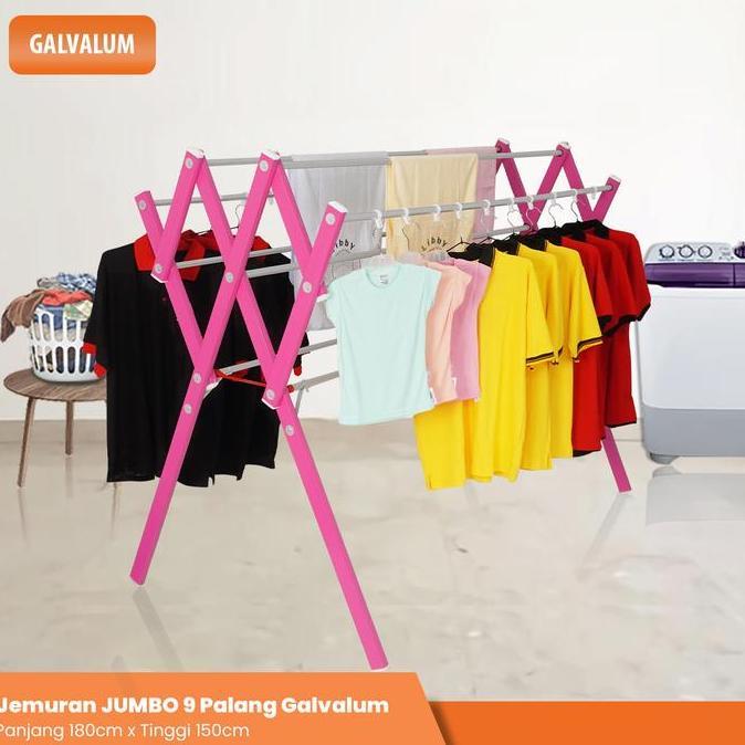 JEMURAN BESAR GALVALUM Jemuran Pakaian Baju Besar Giant 9 Palang
