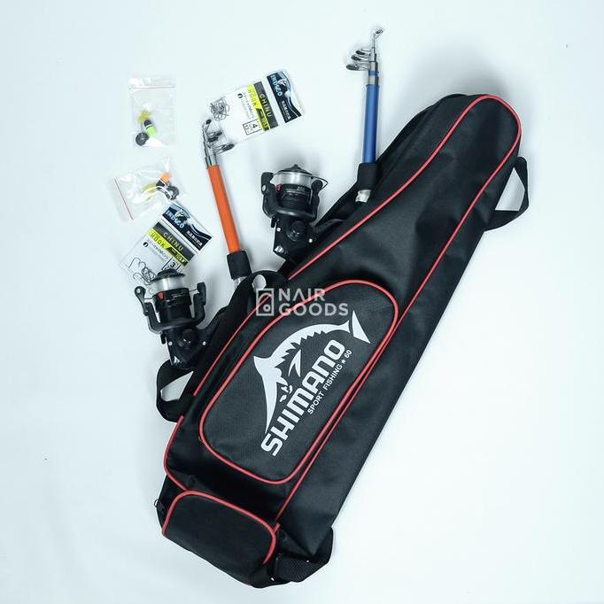 2 Set Joran Pancing Antena Fiber 1,5 Meter Dan Reel 5BB Bonus Tas Kekuatan 3-5 KG ikan mancing [terb