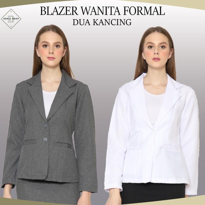 Blazer Formal Wanita Hitam Navy Putih Abu Dongker S5L Jumbo Bsize Polos Jas Blazer Kantor Wanita Ble