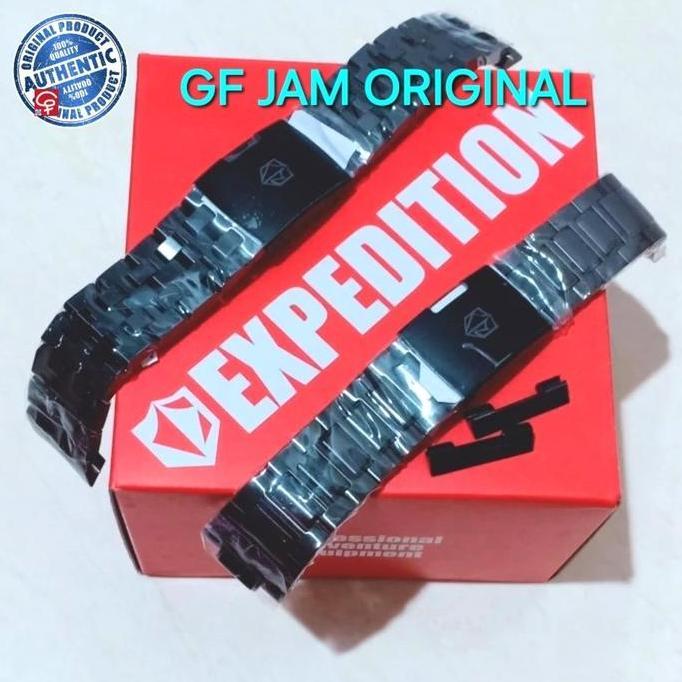 STRAP RANTAI JAM TANGAN EXPEDITION E6402 E 6402 STAINLESS BLACK STEEL
