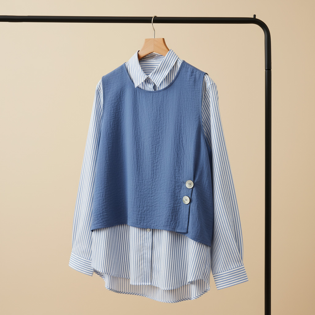 Blouse Layer Stripe Hitam & Salur Putih - Crinkle Air Flow + Katun Salur Premium Tampil Chic & Segar