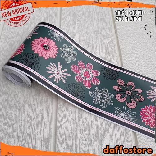 Paling Murah List Border Stiker 10 Meter Wall Border List Border Motif Bunga List Wallpaper Dinding 