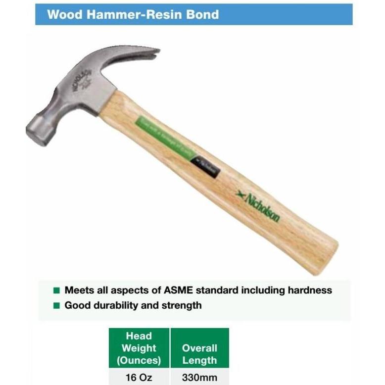 HIMIKO Palu Kayu Kambing 16 OZ Wood Hammer Resin Bond NF16OZRB NICHOLSON