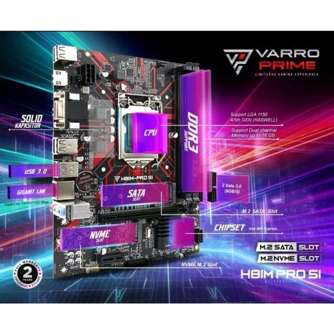Jual Motherboard Gaming H81M-Pro S1 Varro Support Nvme