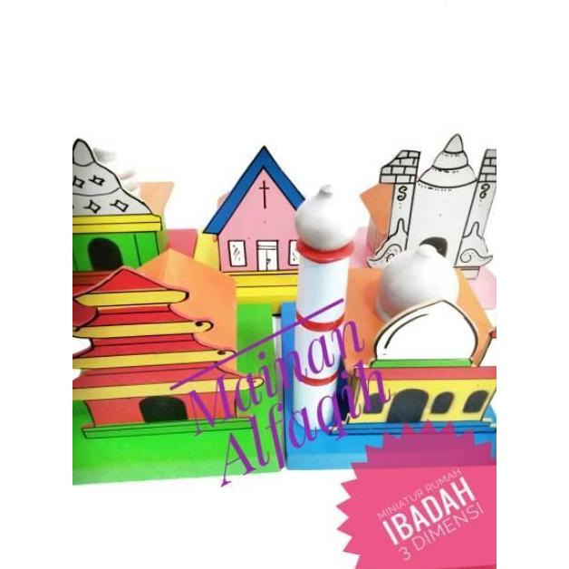 Miniatur 5 Rumah Ibadah- Alat Peraga Edukasi Tk Paud
