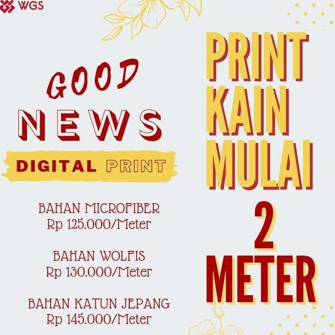 Jasa Print Kain Meteran (Termasuk Kain)
