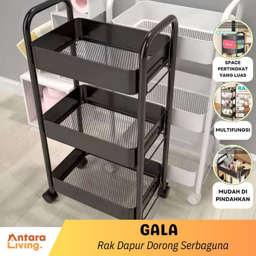 Antara - Rak Dapur Dorong Serbaguna Troli Besi 4 Tingkat Rak Susun Besi Multifungsi