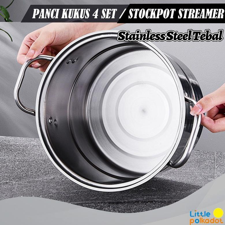 LittlepolkadotBmw Original Pot Steamer 4 Set/ Panci Kukus 4 Set/Panci Dandang Stainless Steel/Stock 