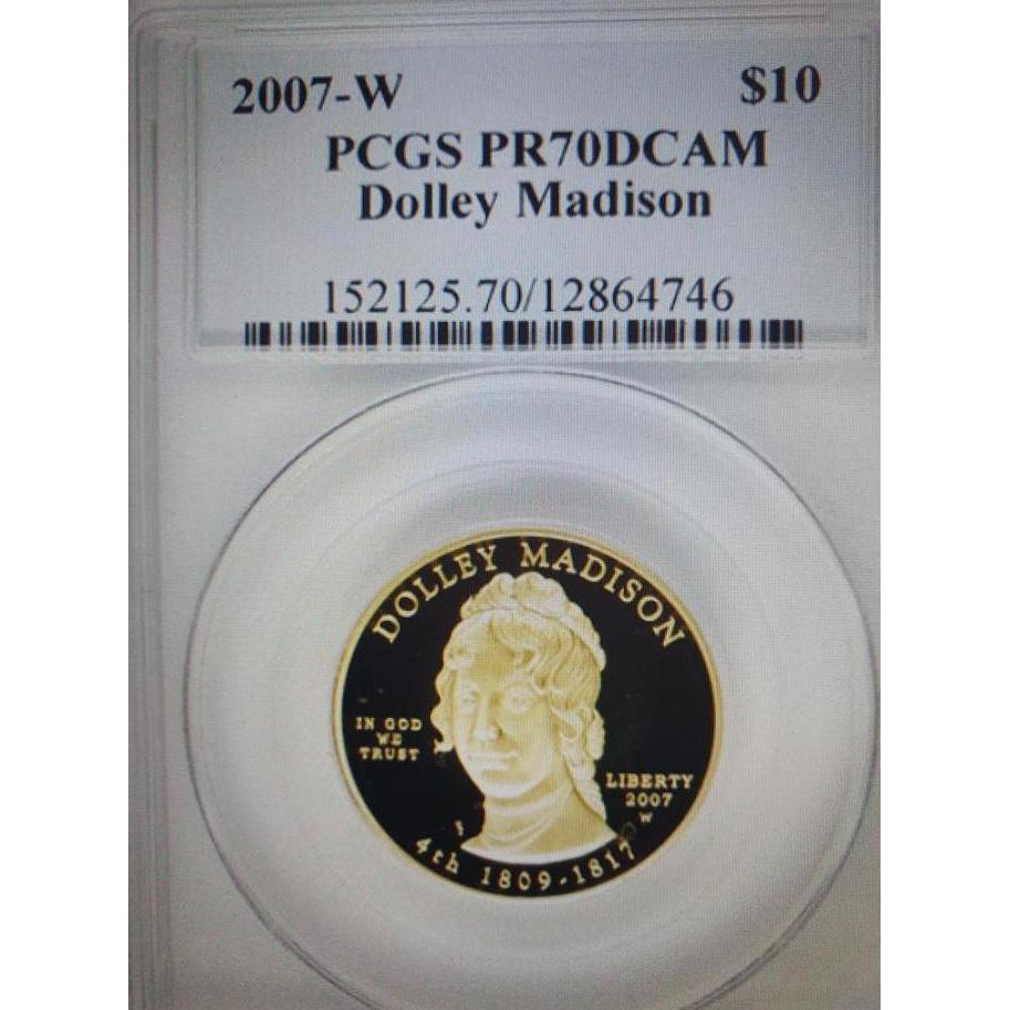 Update Koin Emas Amerika USA LIMITED EDITION 99.99% First Spouse Dolley Madison 1/2 troy oz PCGS PR7