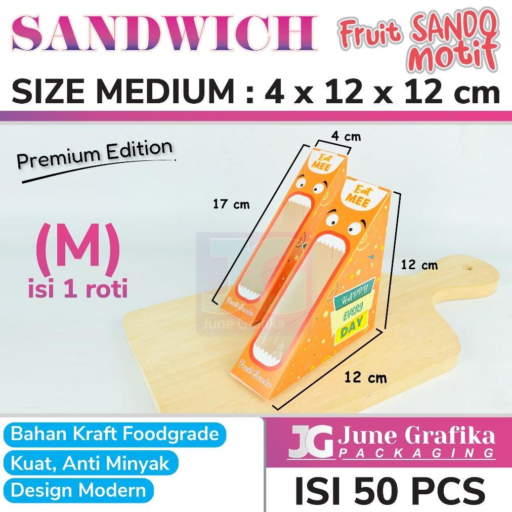 (Isi 50pcs) Kemasan / Box Sandwich / Packaging Kraft Sandwich / Kotak roti Kraft / Mika Segita Sandw