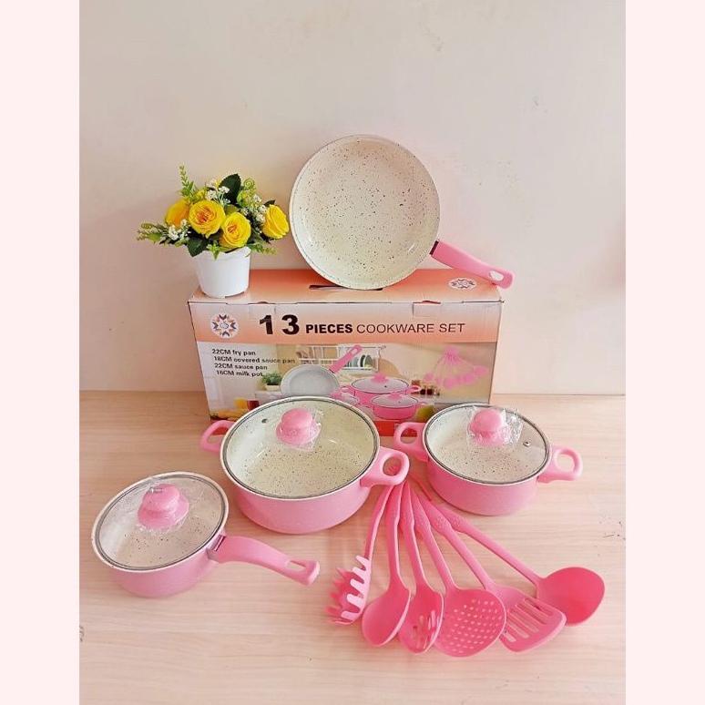 PANCI SET WARNA COOKWARE SET 13PCS FRYPAN SAUCEPAN MILKPOT FREE SPATULA