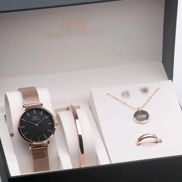 JAM TANGAN WANITA DW RANTAI PASIR PETITE TALI STAINLESS PAKET 1 SET FREE BOX ORIGINAL & PAPER BAG DI