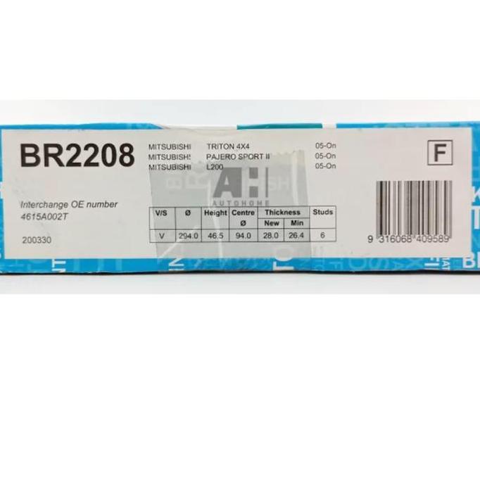 Piringan Cakram Pajero Sport 2008-2015 BENDIX Disc Brake Rotor BR2208