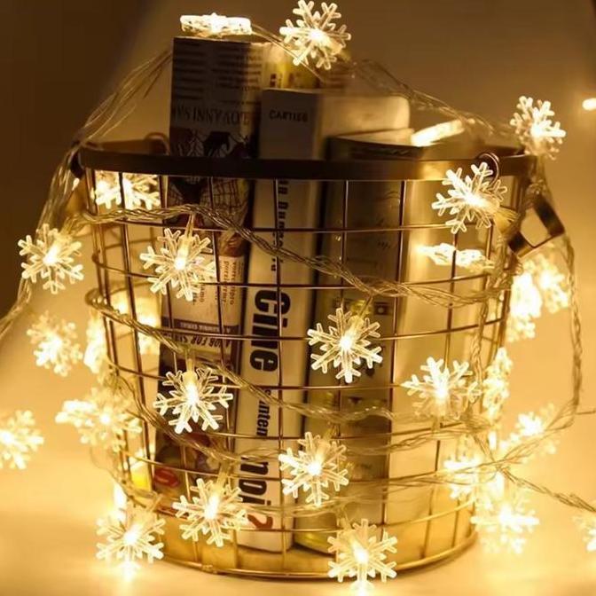 6782 Lampu Tumblr LED Snowflake Battery / Lampu LED  pohon natal 3 Meter