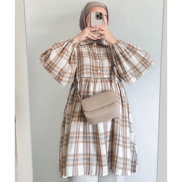Rumyel Tunik Flanel Premium/Atasan Tunik Wanita Kekinian / Tunik Flanel Wanita Muslim