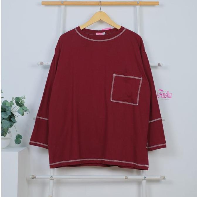 Aiisha | Kirani Kaos Cotton 100% | Atasan Kaos Wanita Panjang Bahan Katun Premium | Ld 110-130 Cewek