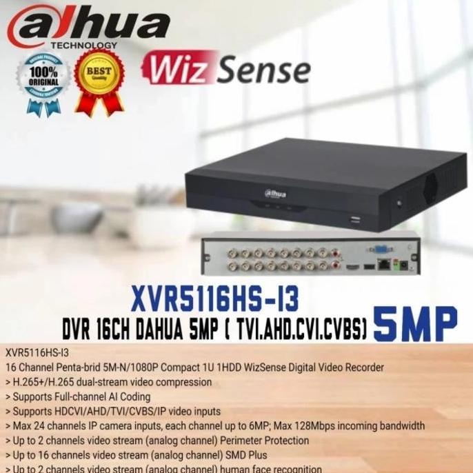 DVR 16Ch Dahua XVR-5116HS-S2 / Xvr Dahua 5MP Pentrabrid All Camera