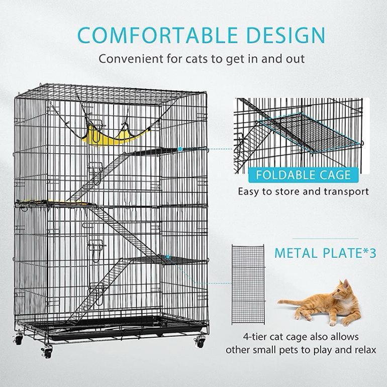 KANDANG KUCING BESI MURAH TINGKAT 3 + RODA 100x60x42 CM