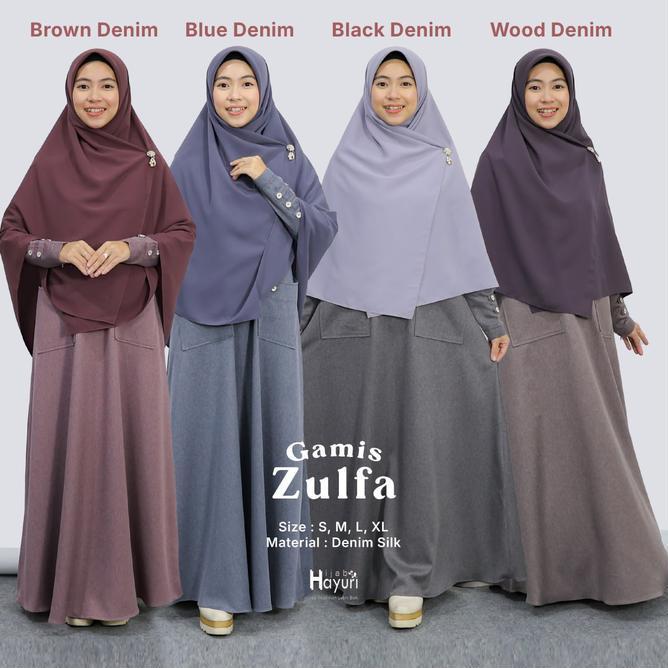 Gamis Kain Katun Denim Premium Syari - Gamis Zulfa- Outfit Muslimah By Hijab Hayuri
