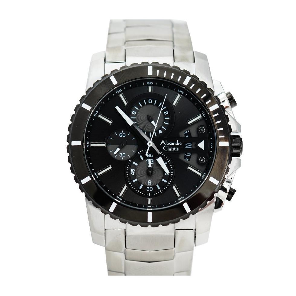 JAM TANGAN PRIA ALEXANDRE CHRISTIE AC 6455 / AC6455 SILVER BLACK ORIGINAL