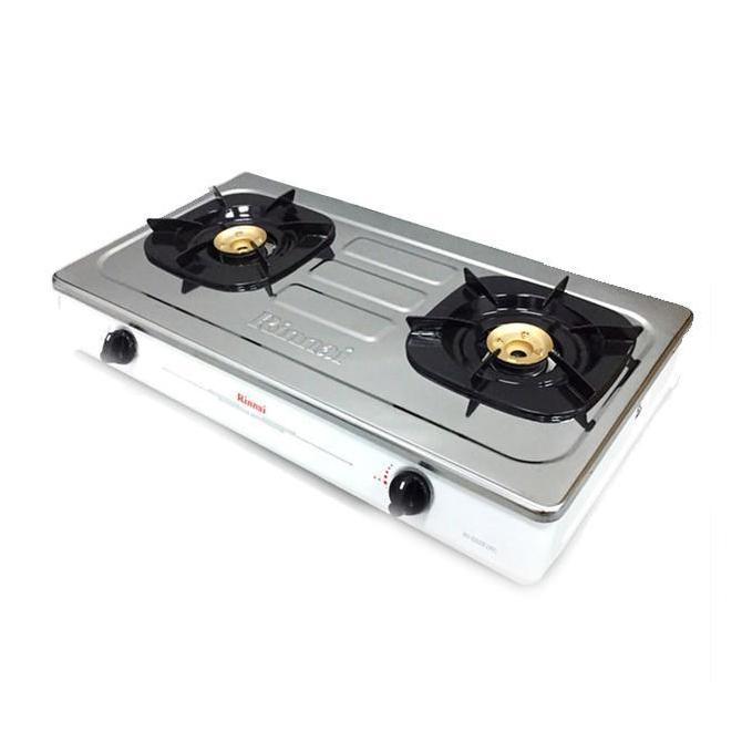 Rinnai Kompor Gas 2 Tungku Stainless Steel RI602EW Api Ekonomis Kompor Gas 2 Tungku Warna Putih RI-6