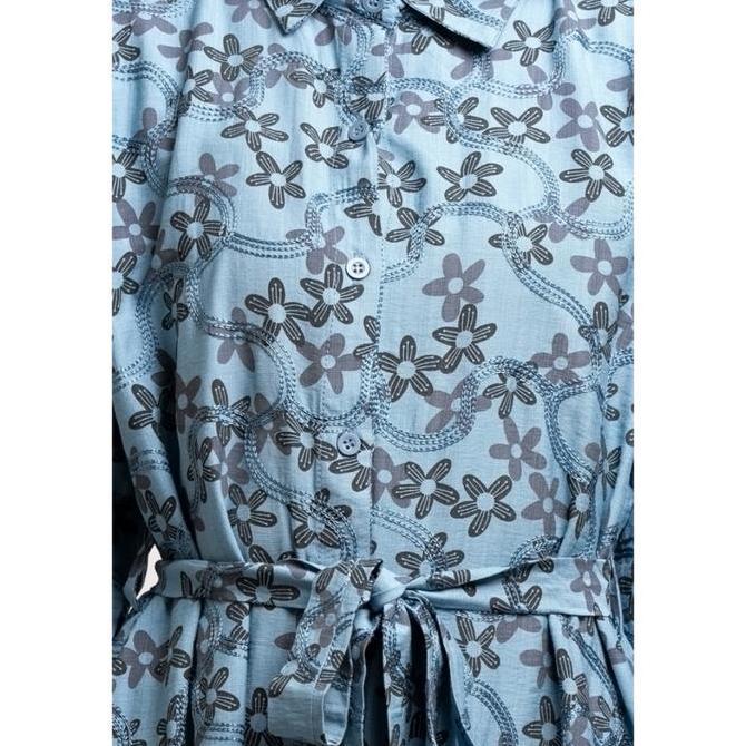 Puricia Gamis Wanita Motif Bunga Ceyda Sky Blue / Dress Muslim Wanita