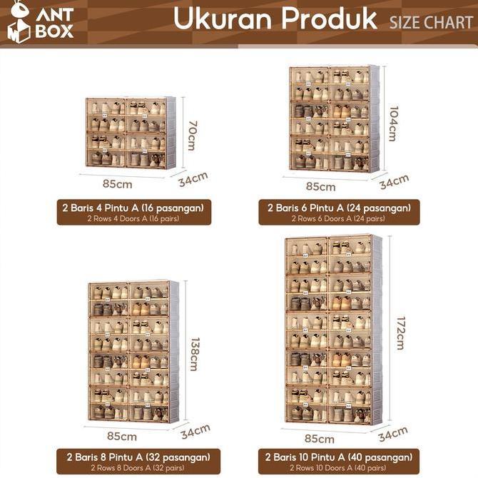 ANTBOX Kotak Sepatu Transparan 12-40 pasang sepatu | Lemari Sepatu lipat | Rak Sepatu anak dan dewas