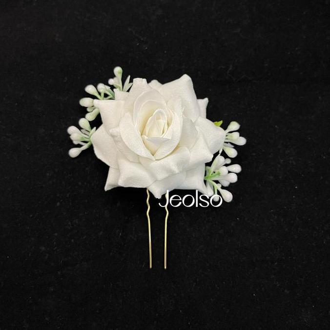 CR - Tusuk sanggul mawar beludru/ tusuk konde mawar merah/putih/ hairdro TERLARIS