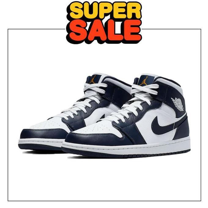 AIR JORDAN 1 MID WHITE METALLIC GOLD OBSIDIAN (GS)